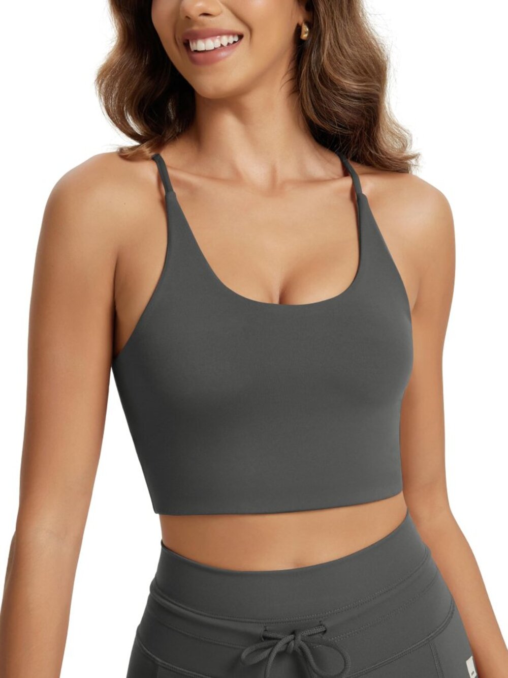 ODODOS Halter Sports Bra for Women Non Padded Strappy Cropped Tops Workout Yoga
